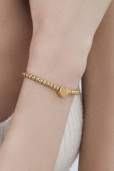 Gold Beaded Bubble Heart Bracelet