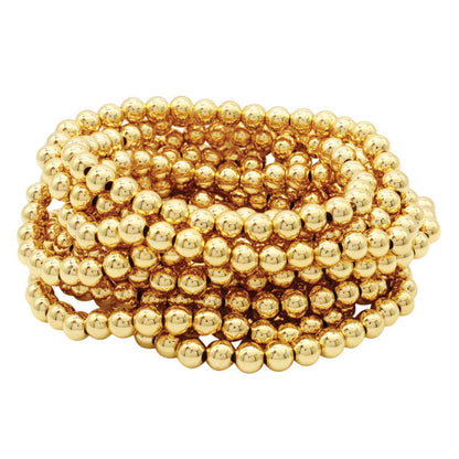 6mm Beaded Bracelet: Gold