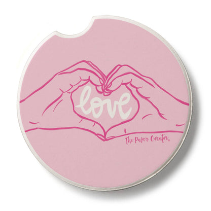"Love Hands" Absorbent Stone Car Coaster 1pk
