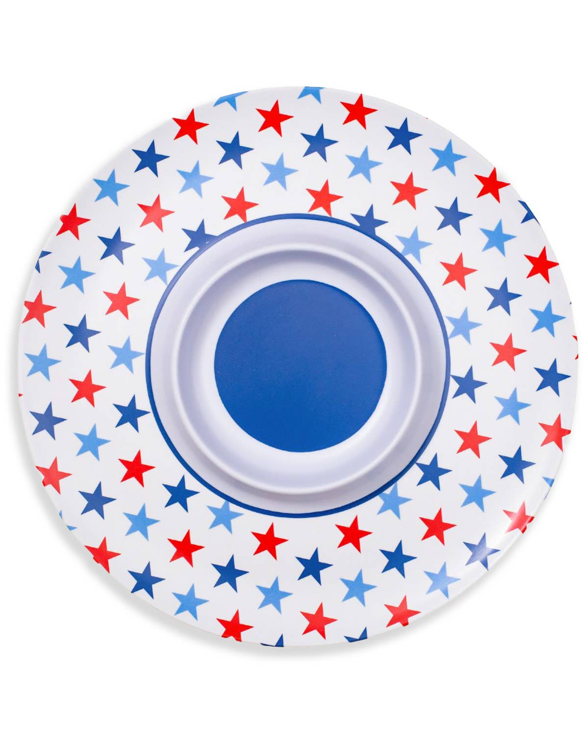 Stars Melamine Chip & Dip   White/Red/Blue   15"