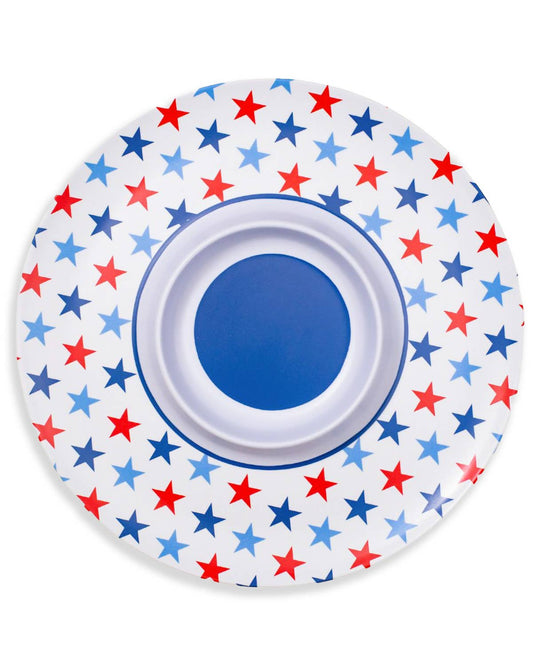 Stars Melamine Chip & Dip   White/Red/Blue   15"