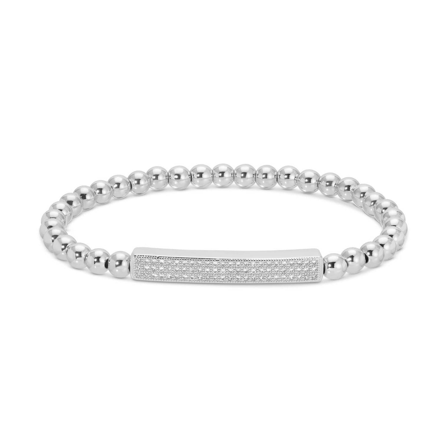 Silver Pave Bar Stretch Bracelet