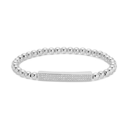 Silver Pave Bar Stretch Bracelet