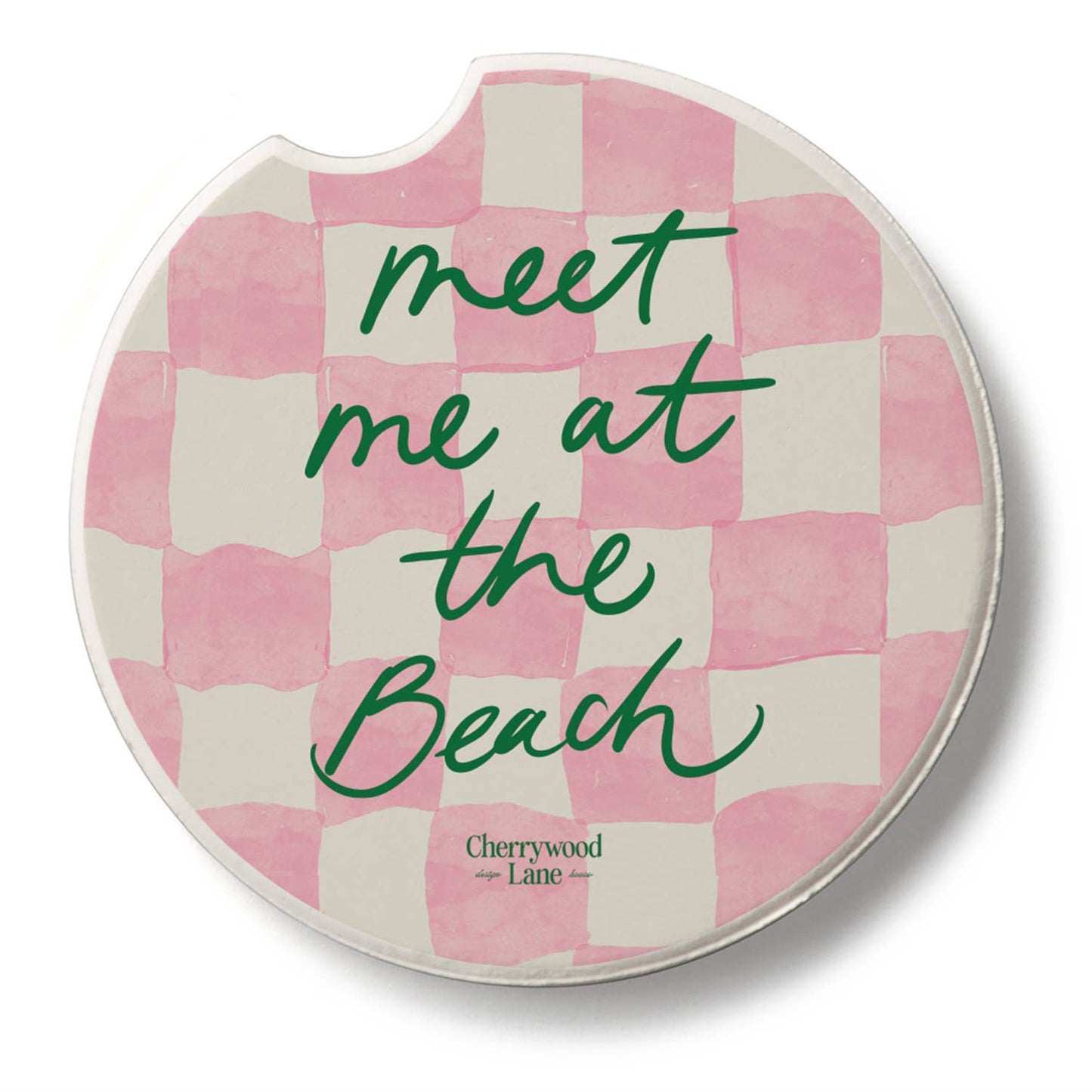 "Meet at Beach" Single Packaged Absorbent Stone Car Coaster
