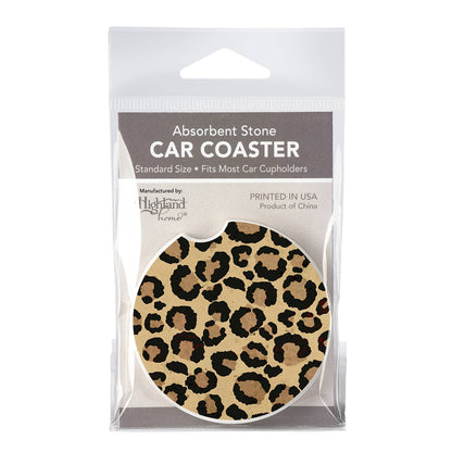 Leopard Print Absorbent Stone Car Coaster 1 Pk