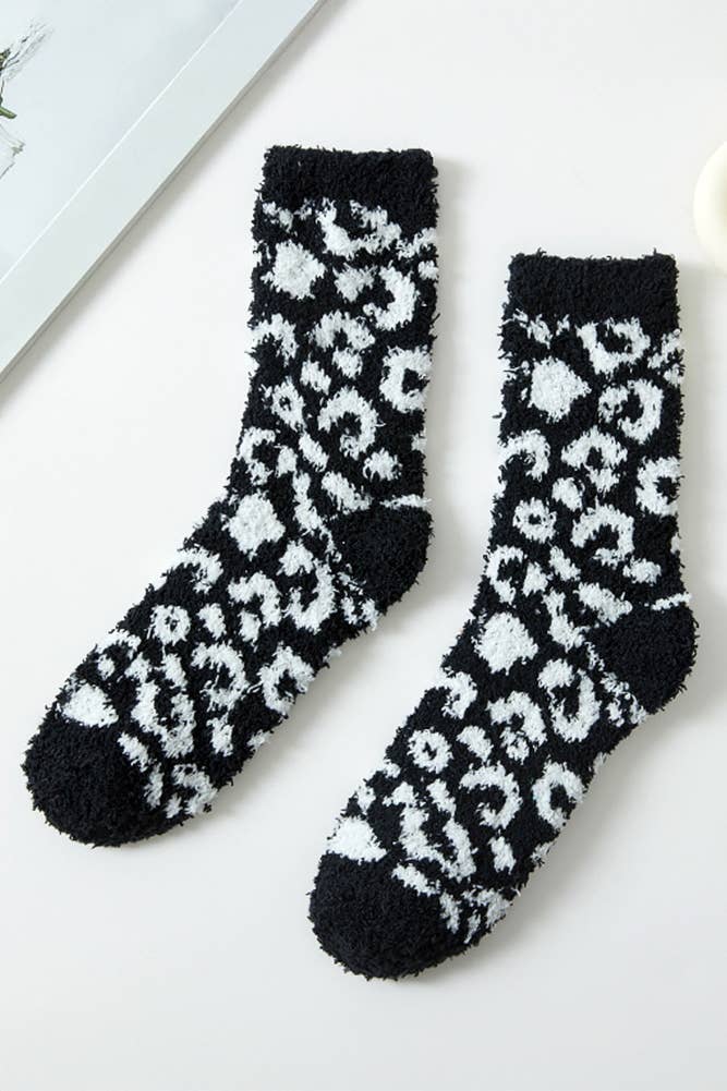 Leopard Pattern Fuzzy Winter Socks