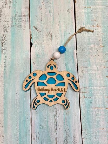 Beach Town Layered Wooden Sea Turtle Ornament
