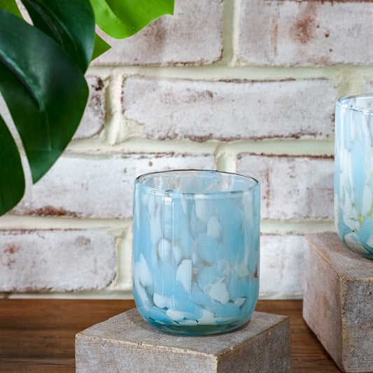 4" Blue/White Swirl Candle Jar