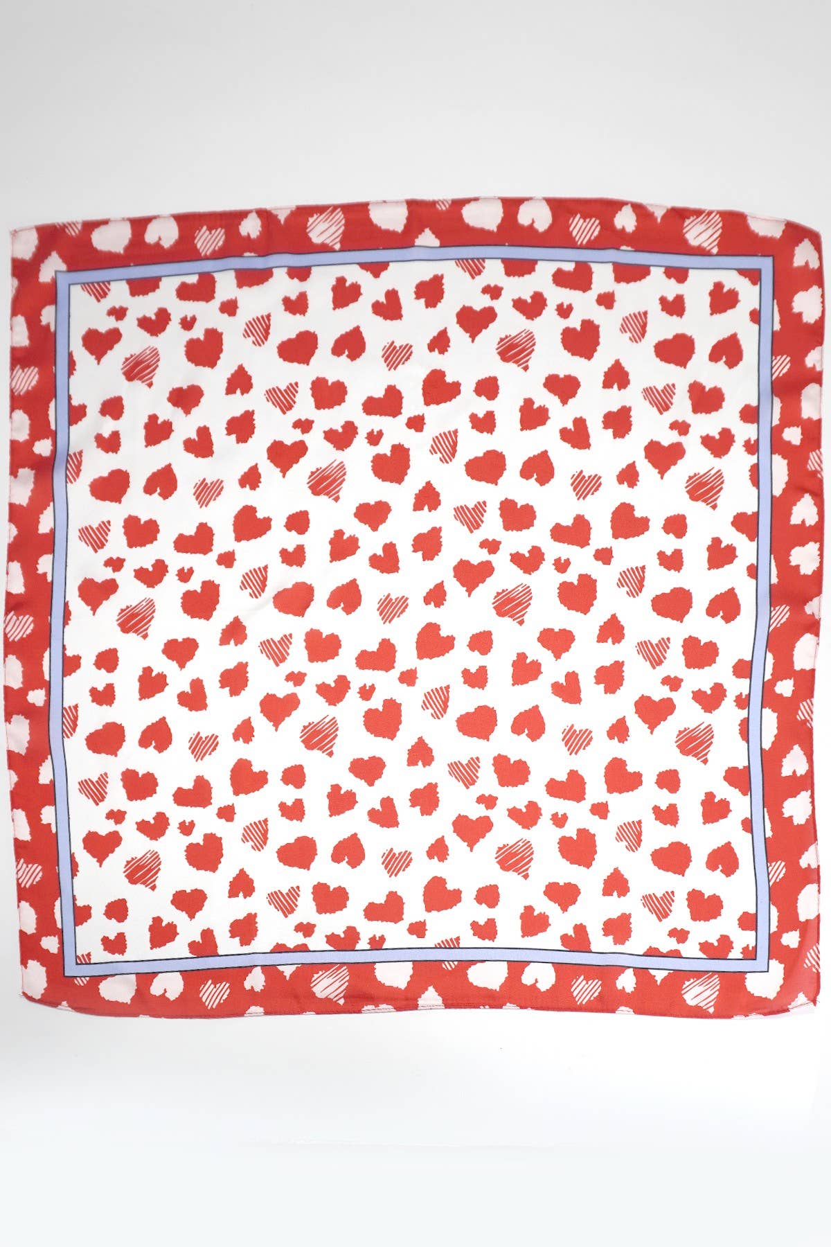 Valentine's Day Red Heart Silky Feel Bandana Scarf