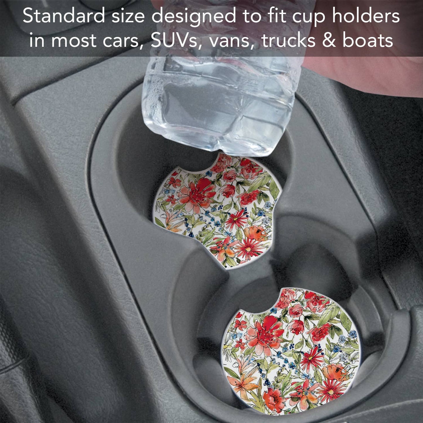 Americana Mood - Floral Absorbent Stone Car Coaster 1 Pk