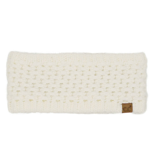 Ivory Cross Cell Stitch Knit Winter Headwrap