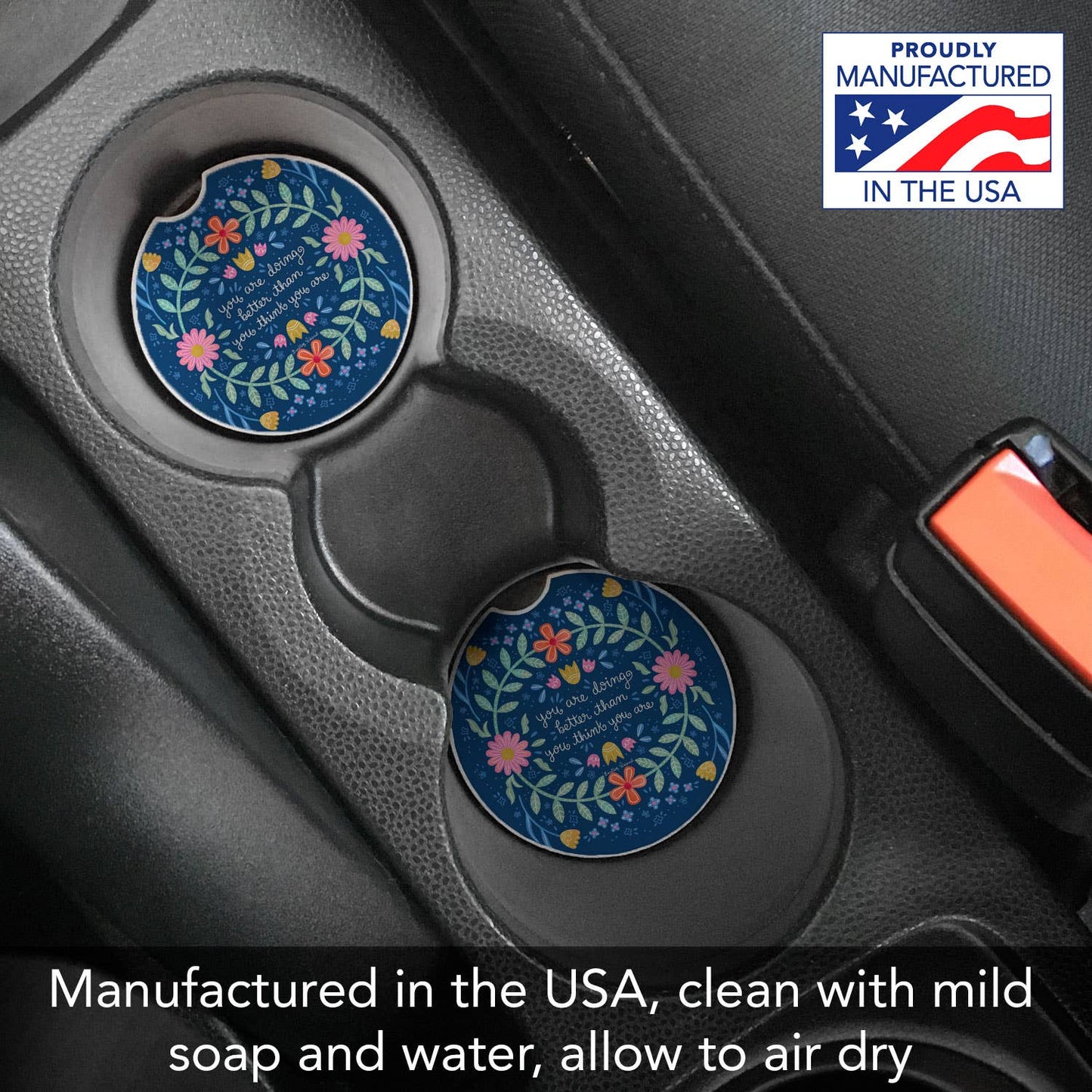 "Bloom Bright" Single Packaged Stone Car Coaster