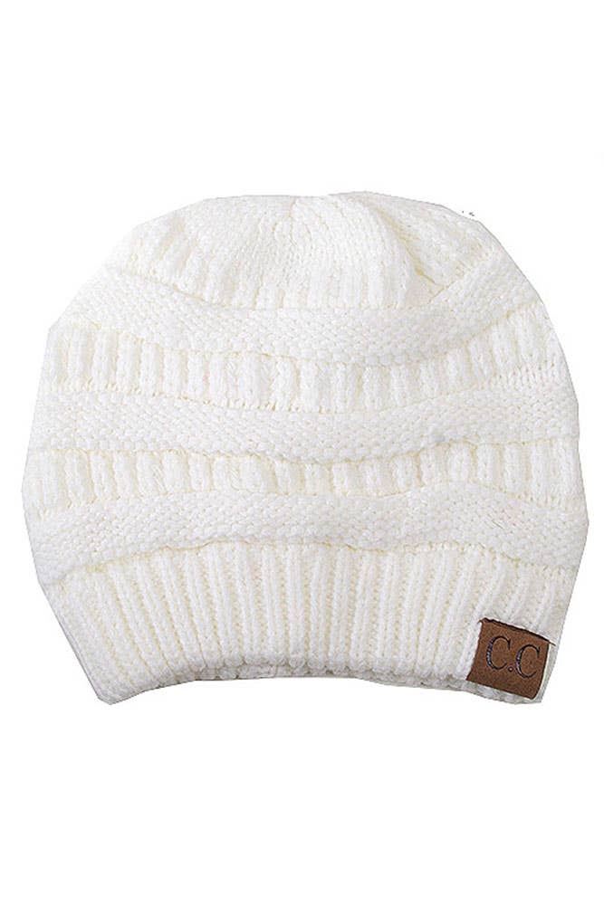 Ivory Cable Knit Classic Beanie Winter Hat