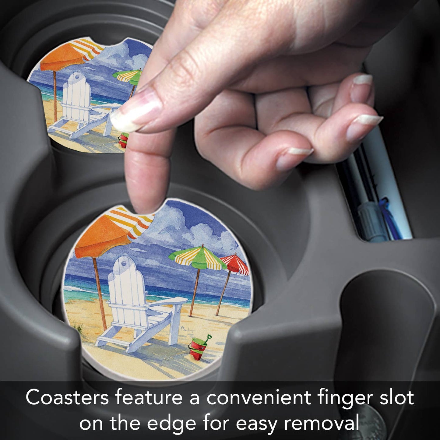 Beach Umbrellas Absorbent Stone Car Coaster 1 Pk