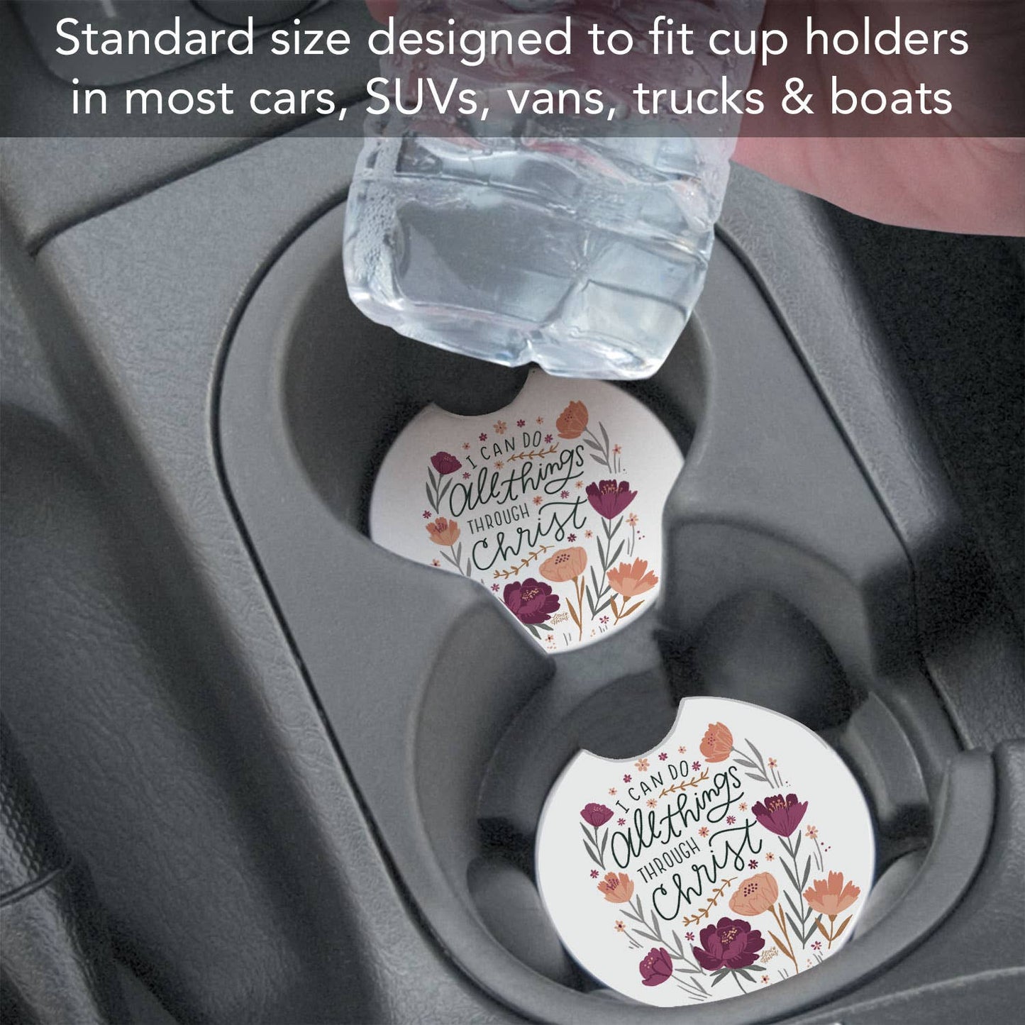 "All Things" Single Packaged Stone Car Coaster