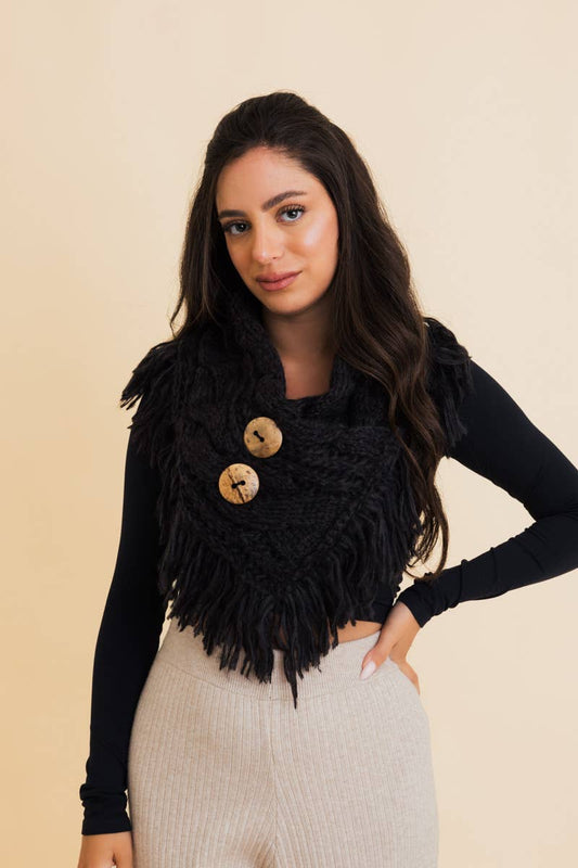 Heathered Shoulder Warmer With Coco Buttons (More Colors)