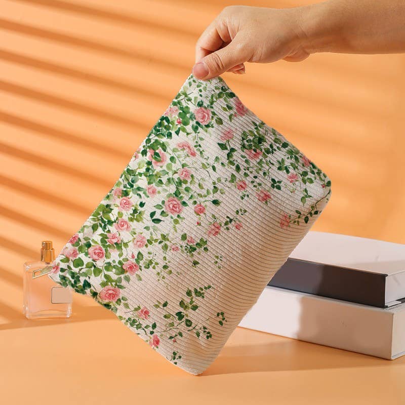 Floral Cosmetic Makeup Pouch Clutch Bag