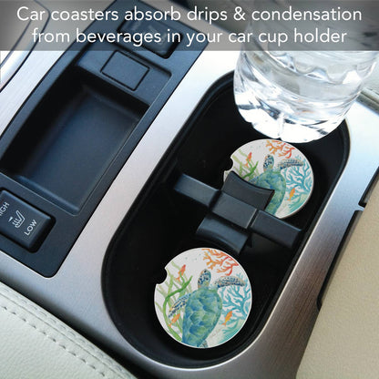 Sea Life Serenade Absorbent Stone Car Coaster 1 Pack