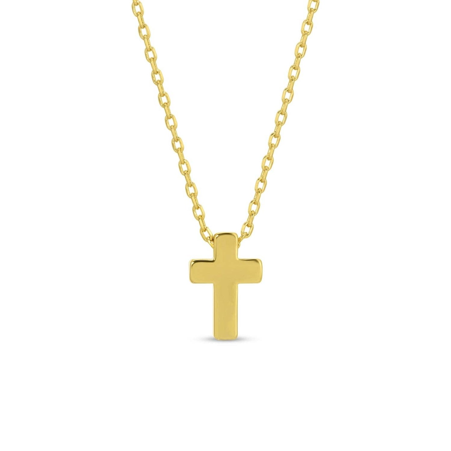 Small Simple Cross Necklace: Gold