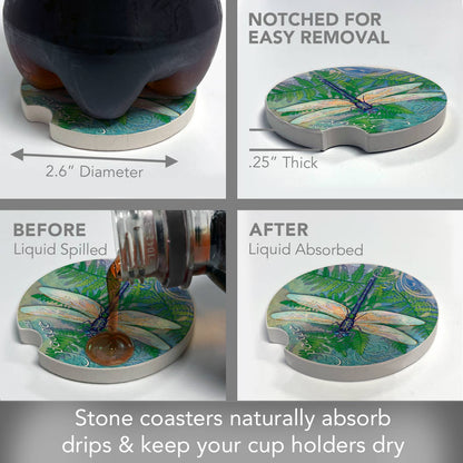 Dragonfly Inspiration Absorbent Stone Car Coaster 1 Pk