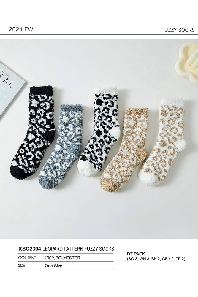 Leopard Pattern Fuzzy Winter Socks