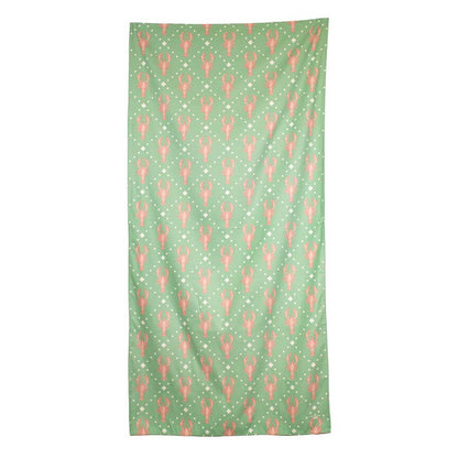 Crawdad Craze Beach Towel   Emerald Coast/Pink   34x70
