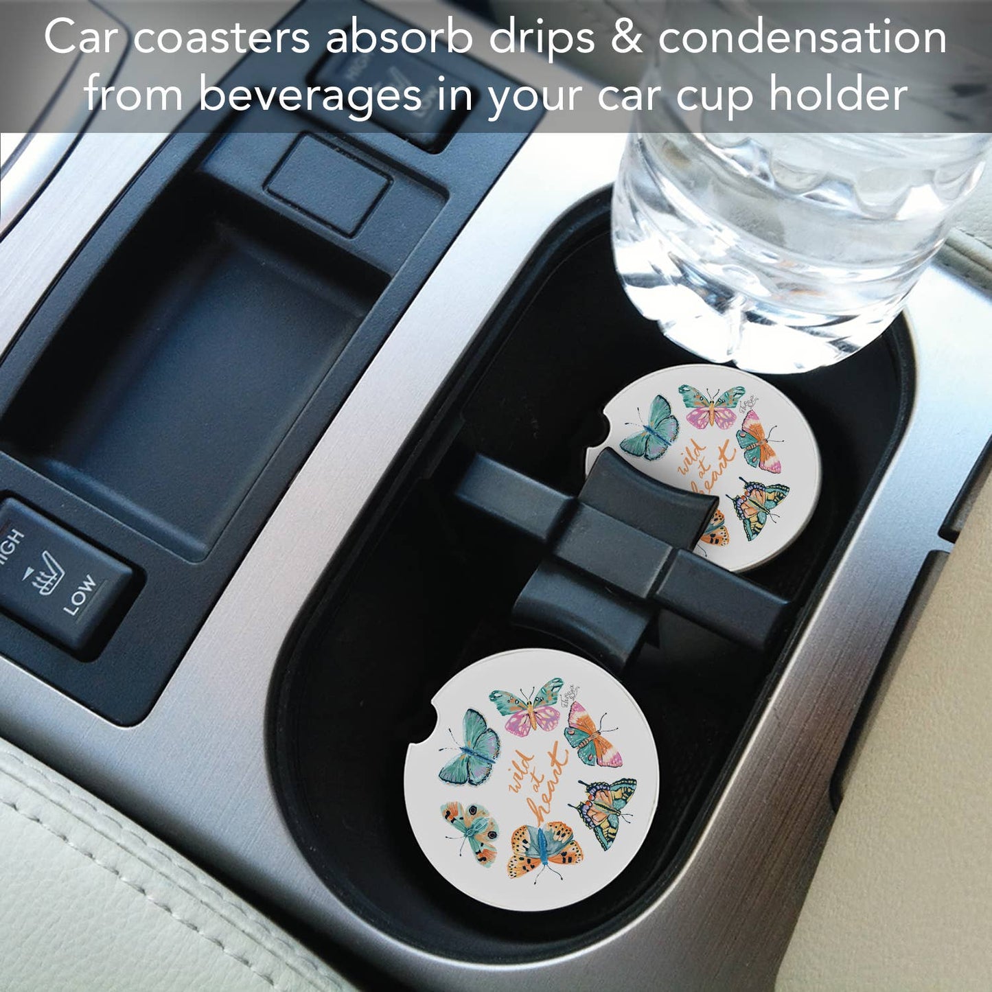 "Wild At Heart" Absorbent Stone Car Coaster 1pk