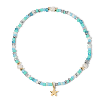Turquoise Seed Beads and Pearls Ankle Bracelet