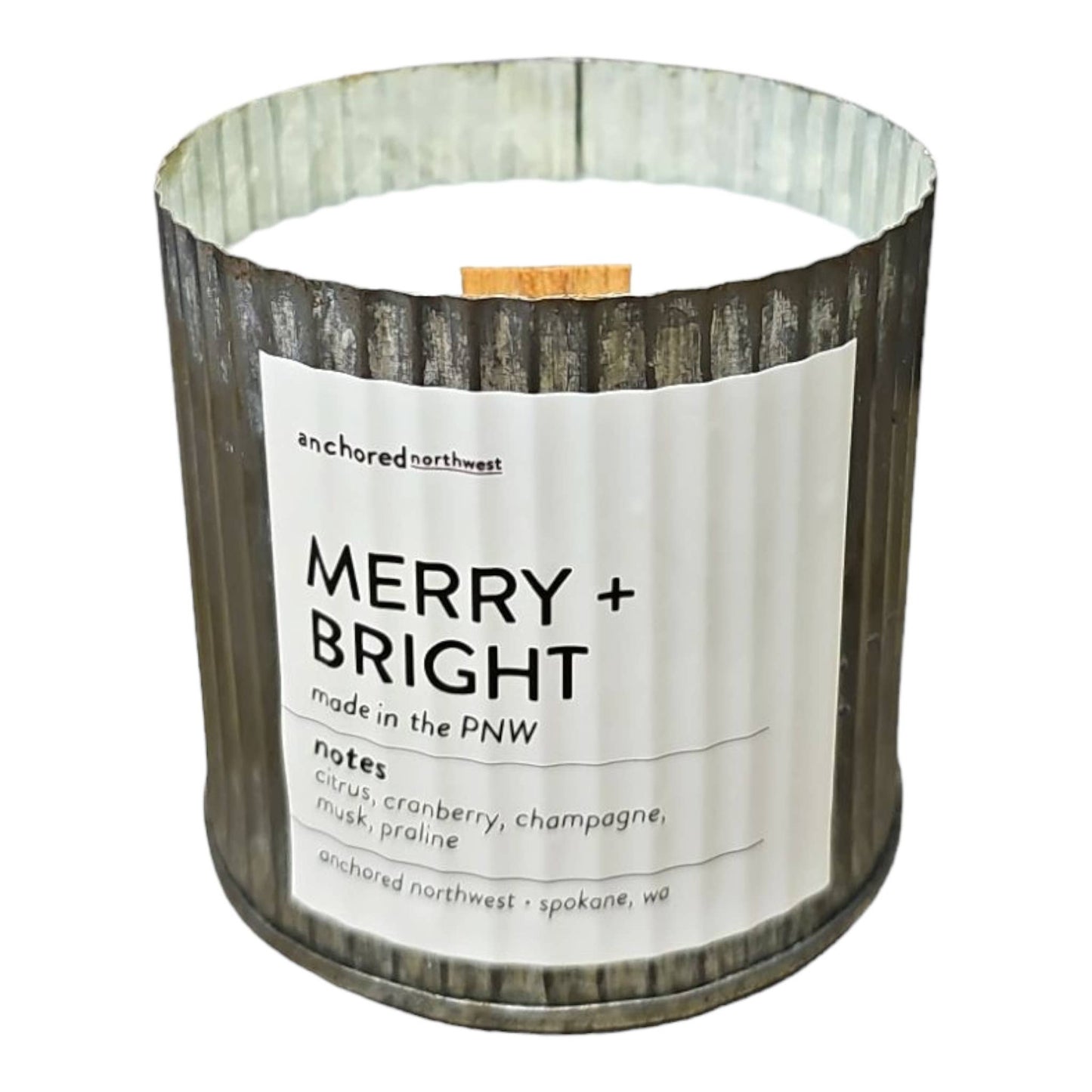 Merry + Bright Wood Wick Candle, Rustic Farmhouse Decor: 10oz