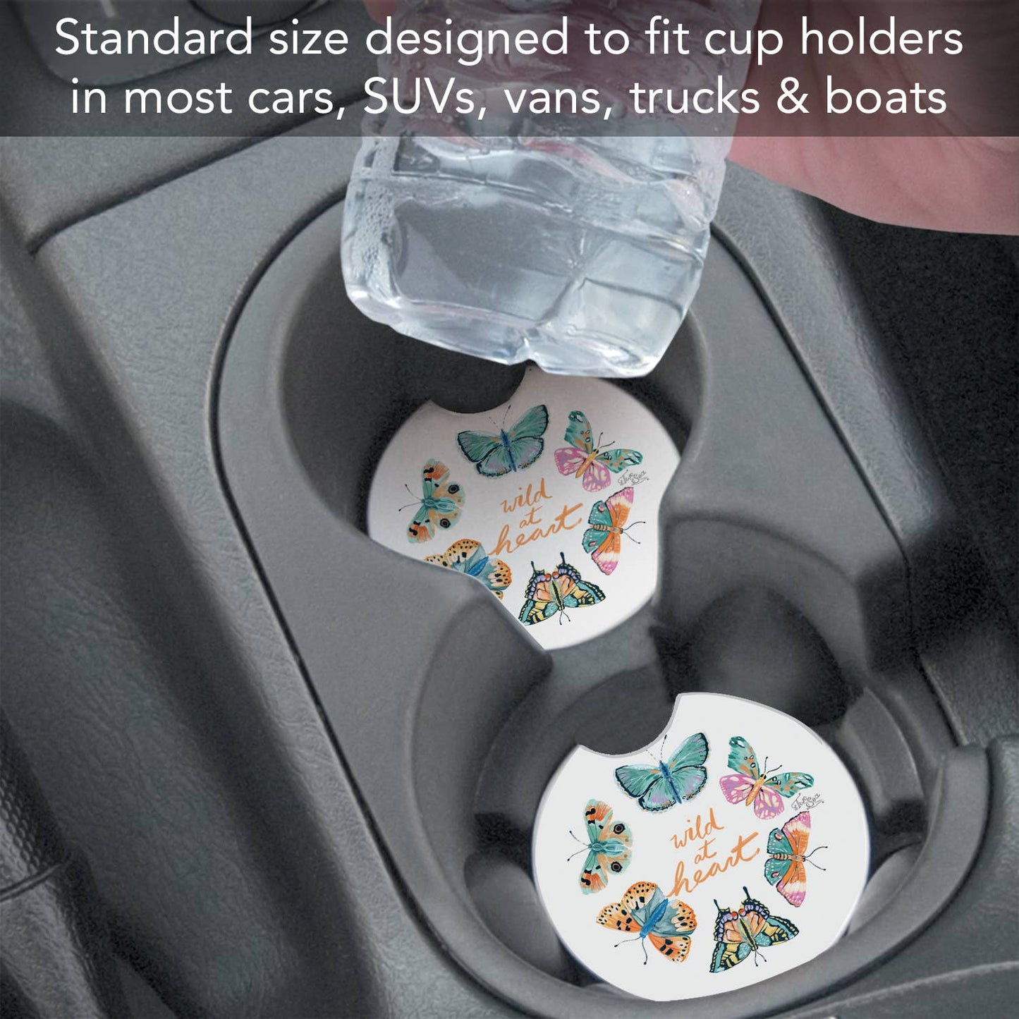 "Wild At Heart" Absorbent Stone Car Coaster 1pk