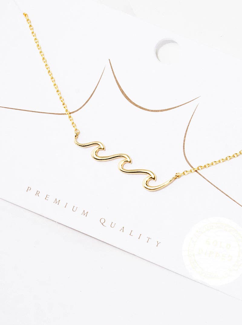 Gold 18K Gold Dipped Wave Pendant Necklace