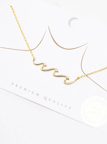 Gold 18K Gold Dipped Wave Pendant Necklace