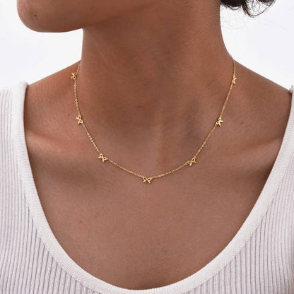 Gold Non-Tarnish Bow Necklace