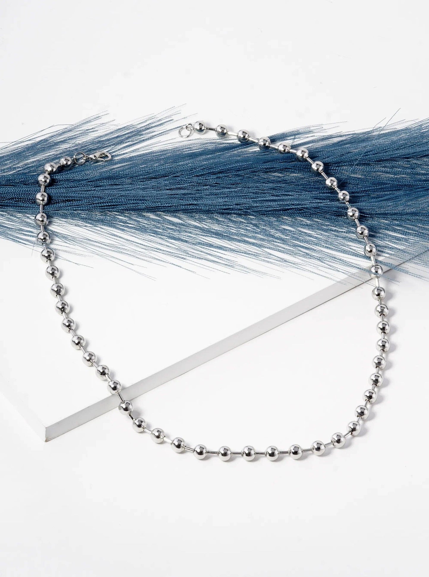 18K Gold Dipped 18 Inch Ball Chain Necklace: Rhodium