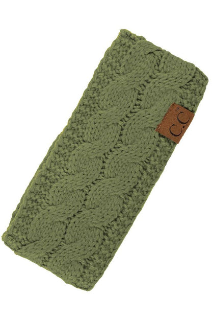 Olive Cable Knit Solid Headband