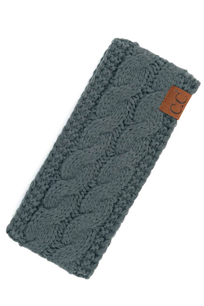 Teal Gray Cable Knit Solid Headband