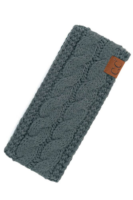 Teal Gray Cable Knit Solid Headband