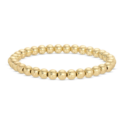 6mm Beaded Bracelet: Gold