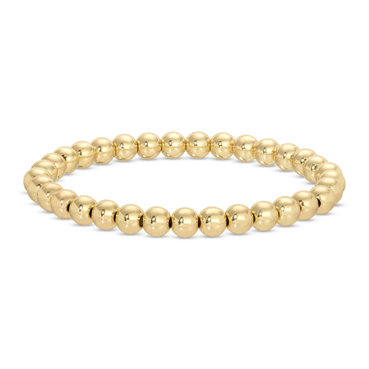 6mm Beaded Bracelet: Gold