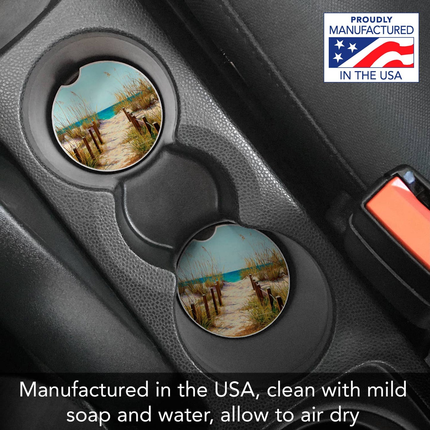 Path To The Ocean Absorbent Stone Car Coaster 1 Pk