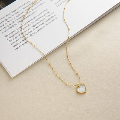 Shell Heart on Ball Chain Necklace