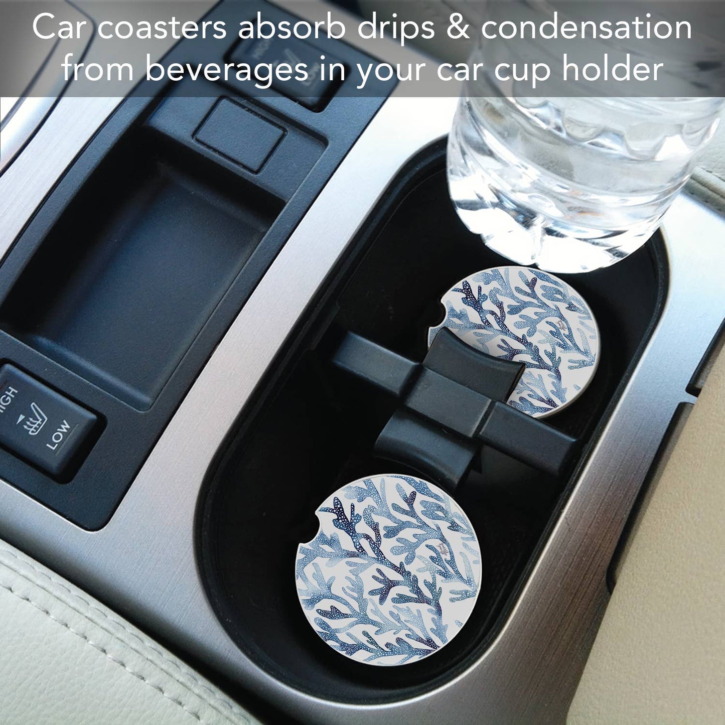 "Ocean Coral" Absorbent Stone Car Coaster 1pk