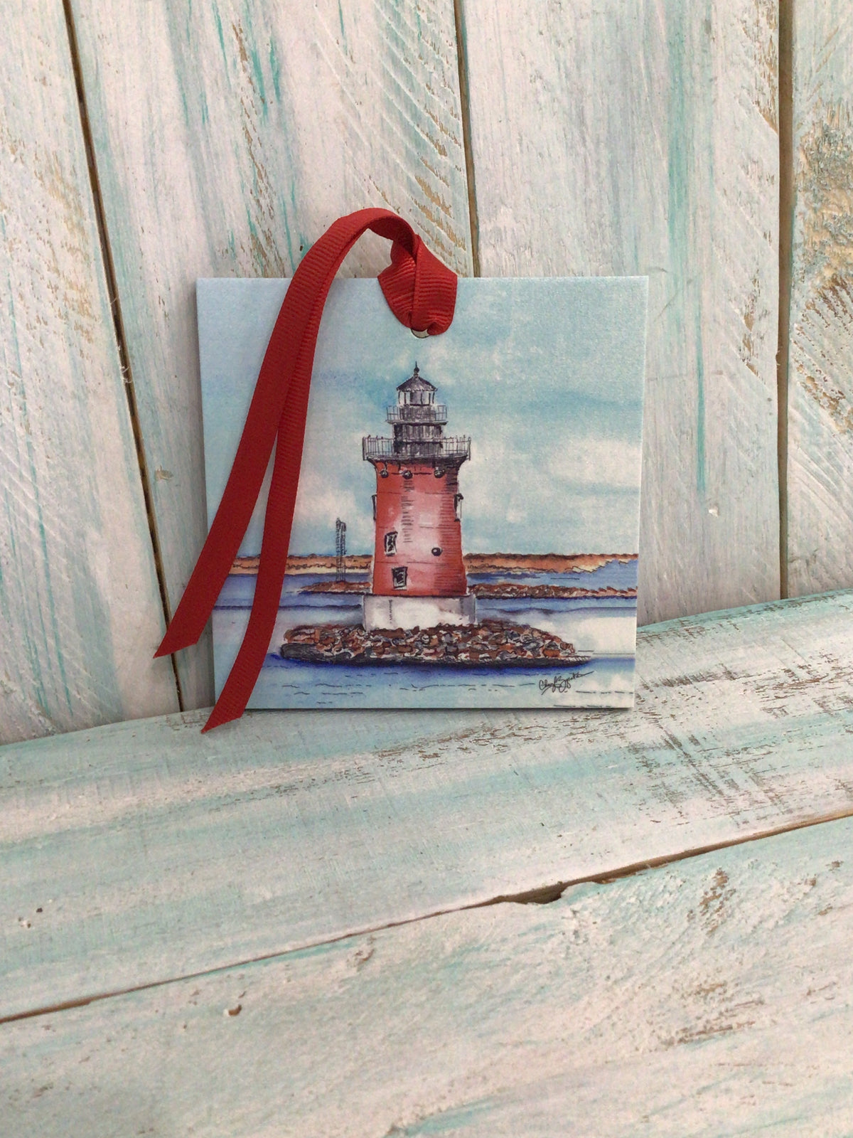 Lewes Lighthouse Wood Ornament