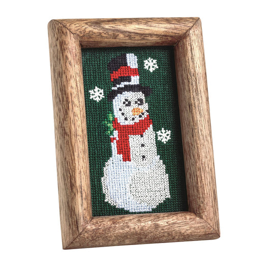 Snowman Framed Needlepoint Panel