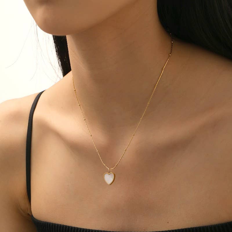 Shell Heart on Ball Chain Necklace