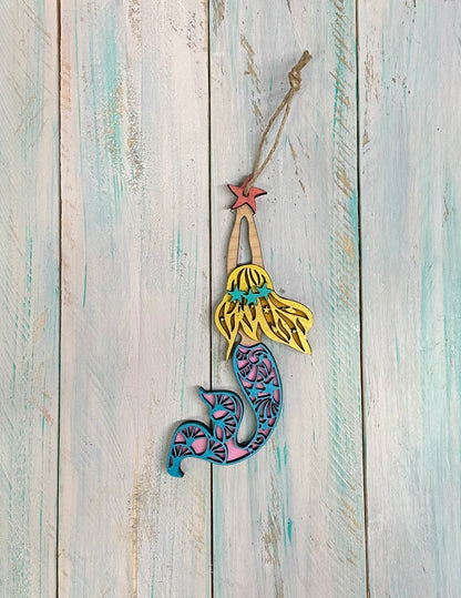 Layered Wood Mermaid Ornament