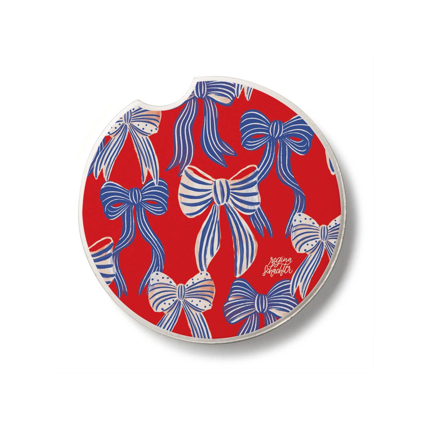 "Americana Bows" Absorbent Stone Car Coaster 1pk