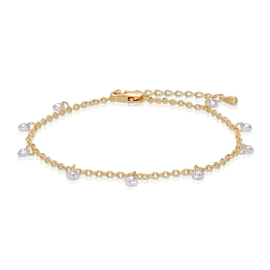Gold Chain with Clear Crystals Ankle Bracelet