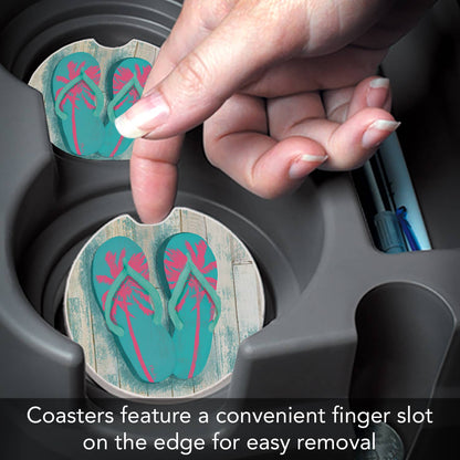 "Pompano Sandals" Absorbent Stone Car Coaster 1pk