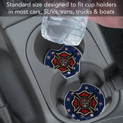 Firefighter Absorbent Stone Car Coaster 1 Pack